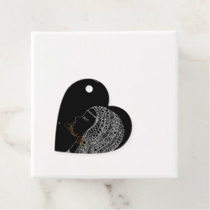 Schwarz-weiße Hochzeitsdusche-Dankeschön-Herzförmi Geschenkanhänger
