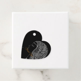 Schwarz-weiße Hochzeitsdusche-Dankeschön-Herzförmi Geschenkanhänger
