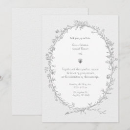 Schwarz-weiße Hochzeitseinladung Barockrahmen Einladung