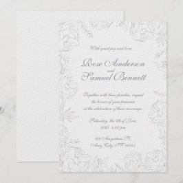 Schwarz-weiße Hochzeitseinladung Barockrahmen Einladung