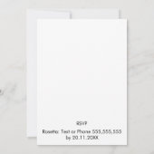 Schwarz-weiße Hochzeitseinladung. Einladung (Rückseite)