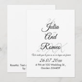 Schwarz-weiße Hochzeitseinladung. Einladung (Vorne/Hinten)