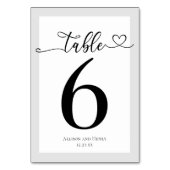 Schwarz-weiße Hochzeitsempfehlung Tischnummer (Vorderseite)