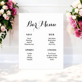 Schwarz-weiße Hochzeitsgetränke auf der Bar-Speise Poster