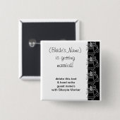 Schwarz-weiße Hochzeitsglocken Brautparty Name But Button (Vorne & Hinten)