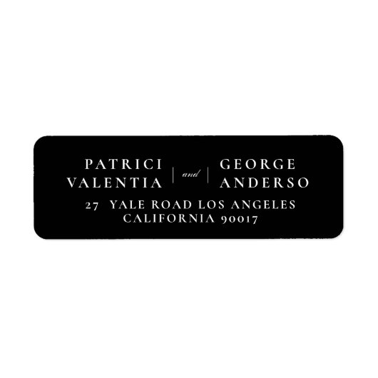 Schwarz-weiße Hochzeitshilfen Rücksendeadressen-Au (Vorne)