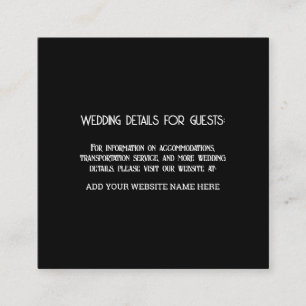 Schwarz-weiße Hochzeitsinformationen Begleitkarte