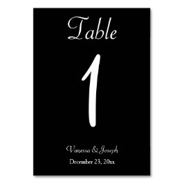 Schwarz-weiße Hochzeitskarte Nr. Tischnummer