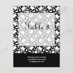 Schwarz-weiße Hochzeitskarte Tischnummer