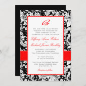 Schwarz-weiße Hochzeitsreise mit Damast Einladung (Vorne/Hinten)