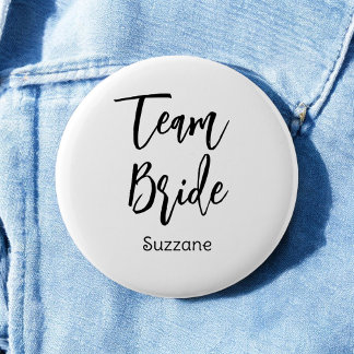 Schwarz-weiße Hochzeitsschaltfläche von Team Bride Button