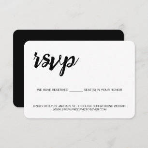 Schwarz-weiße Hochzeitssitze Hochzeitswebsite RSVP Karte