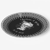 Schwarz-weiße Hochzeitssonne Pappteller (Schrägansicht)