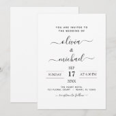 Schwarz-weiße Hochzeitsszendenz - Moderne Typograf Einladung (Vorne/Hinten)