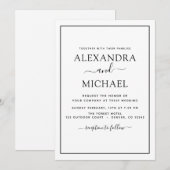 Schwarz-weiße Hochzeitsszendenz - Moderne Typograf Einladung (Vorne/Hinten)