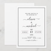 Schwarz-weiße Hochzeitsszendenz - Moderne Typograf Einladung (Vorne/Hinten)