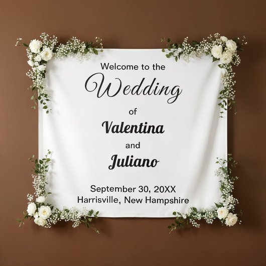 Schwarz-weiße Hochzeitsteppich Wandteppich