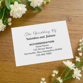 Schwarz-weiße Hochzeitsunterkunft Begleitkarte