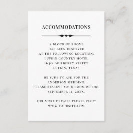 Schwarz-weiße Hochzeitsunterkünfte. Einfache Detai Begleitkarte