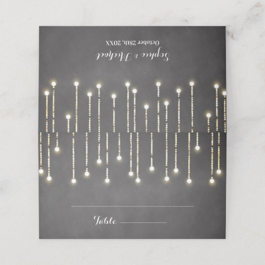 Schwarz-weiße Hochzeitszeichenbeleuchtung Platzkarte (Außenseite Aufgefaltet)