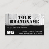 Schwarz-weiße Holzplatten Holzkörbe-Monogramm Visitenkarte (Rückseite)