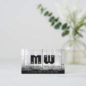 Schwarz-weiße Holzplatten Holzkörbe-Monogramm Visitenkarte (Stehend Vorderseite)