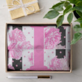 Schwarz-weiße horizontale Streifen, Floral Monogra Seidenpapier (Geschenk)