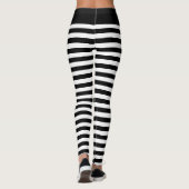 Schwarz-weiße horizontale Streifen Gothic Zebra Leggings (Rückseite)