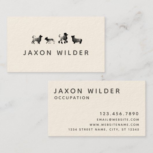 Schwarz-weiße Hunde Silhouette Cloud Minimal Visitenkarte (Vorne/Hinten)