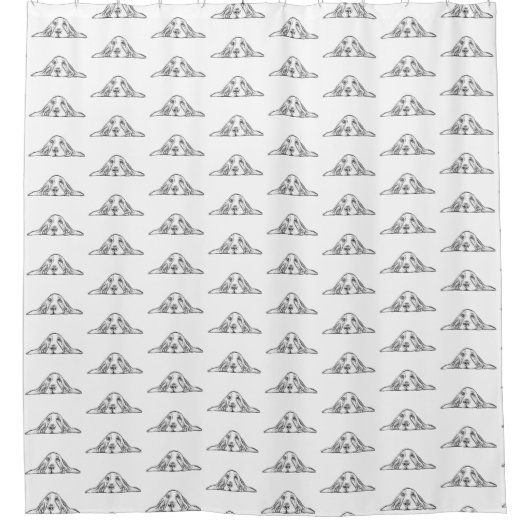 Schwarz-weiße Hundeaugen Duschvorhang (Vorderseite)