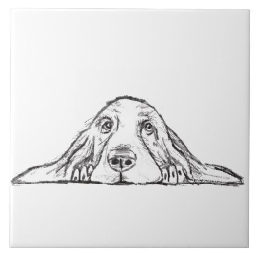 Schwarz-weiße Hundeaugen Fliese (Vorderseite)