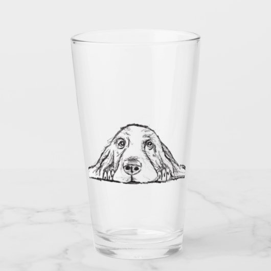Schwarz-weiße Hundeaugen Glas (Vorderseite)