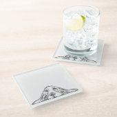 Schwarz-weiße Hundeaugen Glasuntersetzer (Schrägansicht)