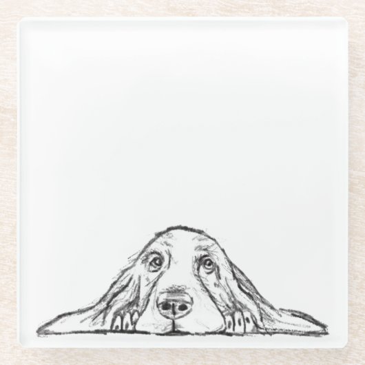 Schwarz-weiße Hundeaugen Glasuntersetzer (Vorderseite)