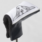 Schwarz-weiße Hundeaugen Golf Headcover (3/4 Vorderseite)