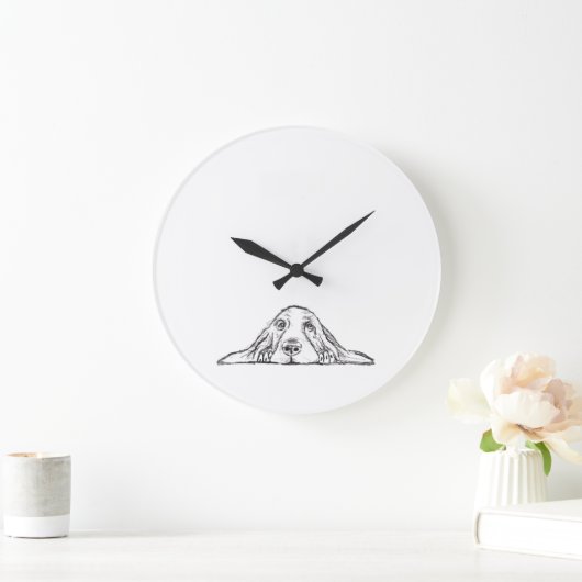 Schwarz-weiße Hundeaugen Große Wanduhr (Zuhause)