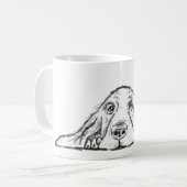 Schwarz-weiße Hundeaugen Kaffeetasse (Vorderseite Links)