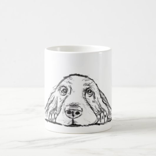 Schwarz-weiße Hundeaugen Kaffeetasse (Mittel)