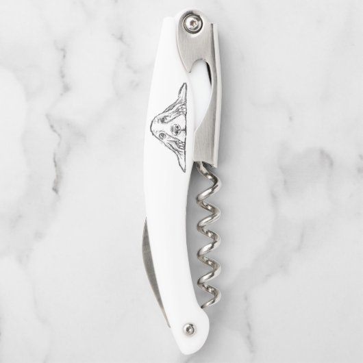 Schwarz-weiße Hundeaugen Kellnermesser (Rückseite)