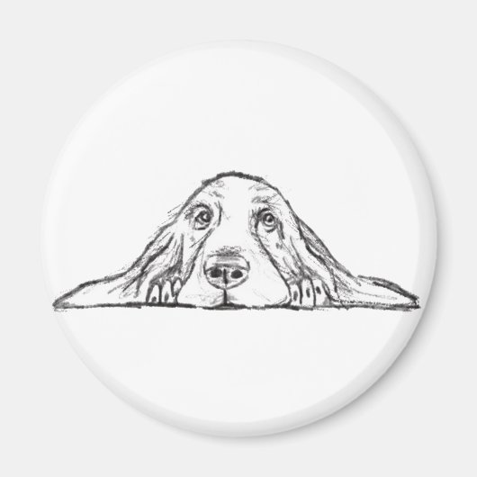 Schwarz-weiße Hundeaugen Magnet (Vorne)