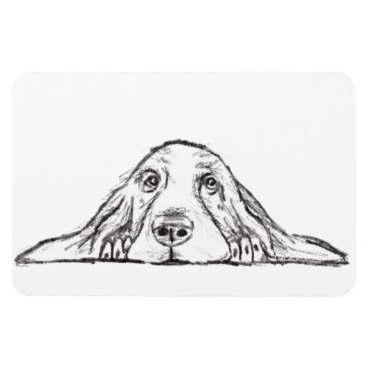 Schwarz-weiße Hundeaugen Magnet (Horizontal)