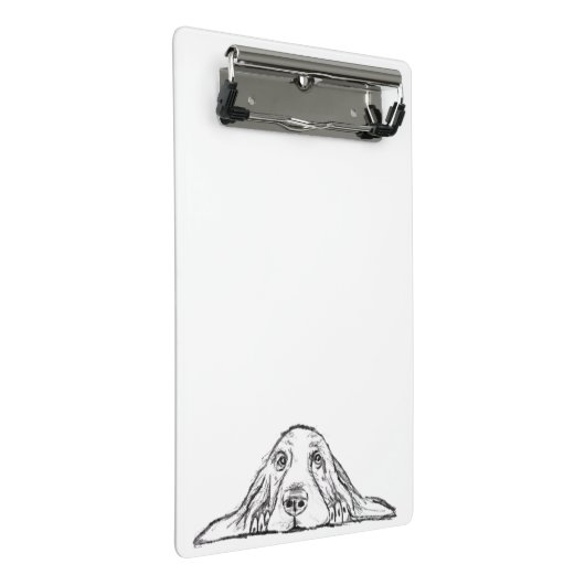 Schwarz-weiße Hundeaugen Mini Klemmbrett (Schrägansicht)