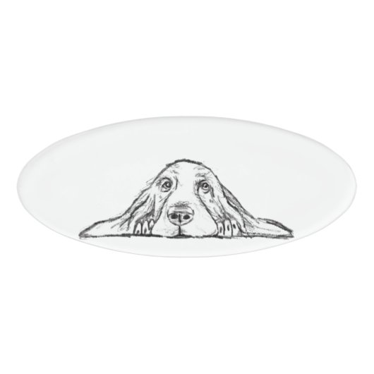 Schwarz-weiße Hundeaugen Namenschild (Vorderseite)