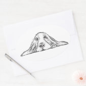 Schwarz-weiße Hundeaugen Ovaler Aufkleber (Umschlag)