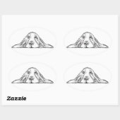 Schwarz-weiße Hundeaugen Ovaler Aufkleber (Blatt)