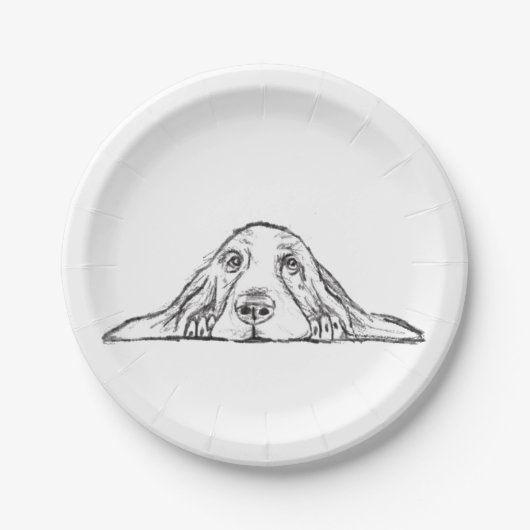 Schwarz-weiße Hundeaugen Pappteller (Vorderseite)