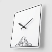 Schwarz-weiße Hundeaugen Quadratische Wanduhr (Winkel)