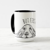 Schwarz-weiße Hundeaugen Tasse (Vorderseite Links)