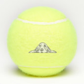 Schwarz-weiße Hundeaugen Tennisbälle (Rückseite)