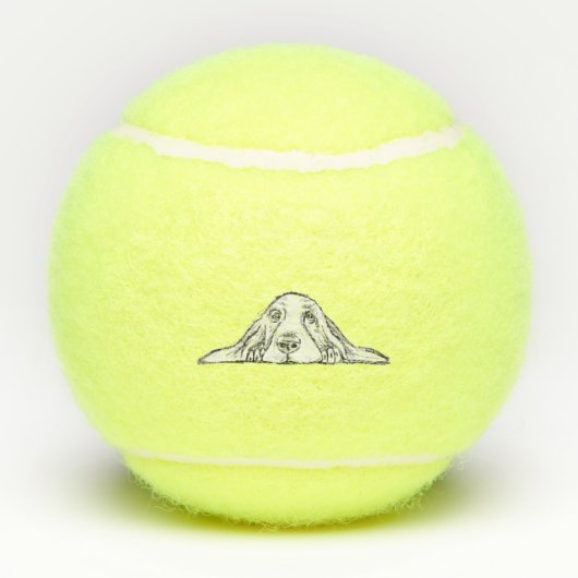 Schwarz-weiße Hundeaugen Tennisbälle (Rückseite)